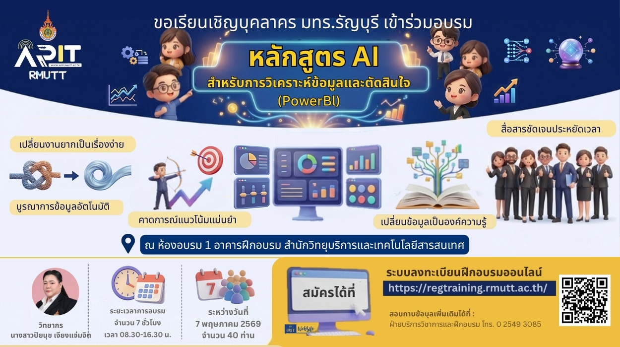 โครงการอบรมเชิงปฏิบัติการ Generative AI in Action : หลักสูตร AI สำหรับการวิเคราะห์ข้อมูลและตัดสินใจ (Power BI)